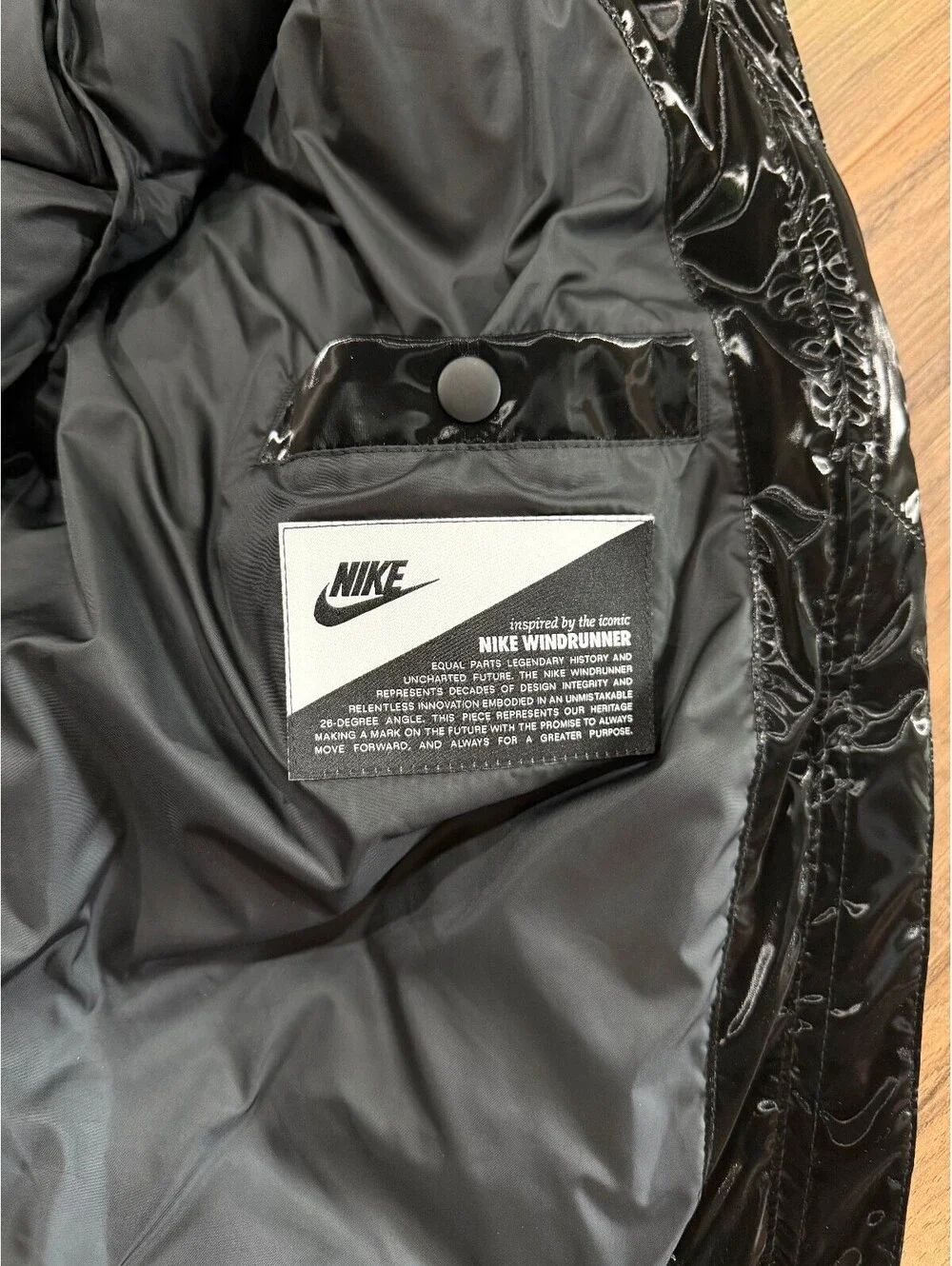 Nike Therma-FIT Women's Black Shine Puffer Hooded Jacket $230